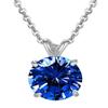 1pc Adabele Real Sterling Silver September Birthstone Necklace 16 inch 6mm Blue Sapphire Round Cut Solitaire Cubic Zirconia CZ Stone Pendant Anniversary Birthday Women Gift NK16-A9 view 4