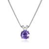 1pc Adabele Real Sterling Silver June Birthstone Necklace 16 inch 6mm Alexandrite Round Cut Solitaire Cubic Zirconia CZ Stone Pendant Anniversary Birthday Women Gift NK16-A6 view 4