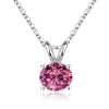 1pc Adabele Real Sterling Silver October Birthstone Necklace 16 inch 6mm Pink Tourmaline Round Cut Solitaire Cubic Zirconia CZ Stone Pendant Anniversary Birthday Women Gift NK16-A10 view 4