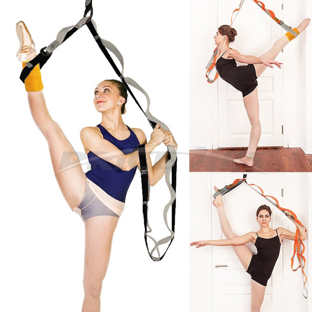 Leg Stretch Band with Auxiliary Rings - To Improve Leg Stretching Easy Install on Door Perfect Home Equipment For Ballet Dance Gymnastic Exercise Flexibility Stretching Strap Foot Stretcher Bands