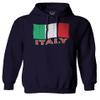0039. Italia Vintage Distressed Italy Italian National Flag Sweatshirt Pullover Hoodie (Navy, Large) view 1