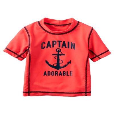 Carter's Boys Captain Adorable S/S Rashguard Shirt, Orange, 12m