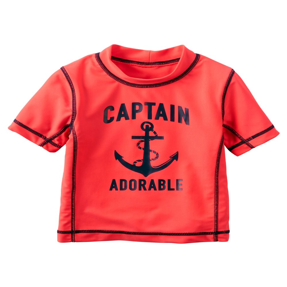 Carter's Boys Captain Adorable S/S Rashguard Shirt, Orange, 12m