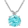 1pc Adabele Real Sterling Silver March Birthstone Necklace 16 inch 6mm Blue Aquamarine Round Cut Solitaire Cubic Zirconia CZ Stone Pendant Anniversary Birthday Women Gift NK16-A3 view 4