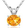 1pc Adabele Real Sterling Silver November Birthstone Necklace 18 inch 6mm Yellow Topaz Round Cut Solitaire Cubic Zirconia CZ Stone Pendant Anniversary Birthday Women Gift NK18-A11 view 1