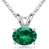 1pc Adabele Real Sterling Silver May Birthstone Necklace 16 inch 6mm Green Emerald Round Cut Solitaire Cubic Zirconia CZ Stone Pendant Anniversary Birthday Women Gift NK16-A5 view 1