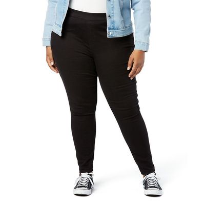 Levi Strauss Signature Gold Women's Totally Shaping Pull-on Skinny Jeans Mid-Rise Stretch Denim (Available in Plus Size), Noir, 14 Regular