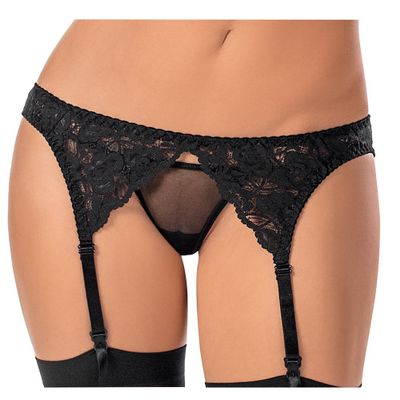 Womens Lace Adjustable Garter Belt Lingerie Intimates Black OS