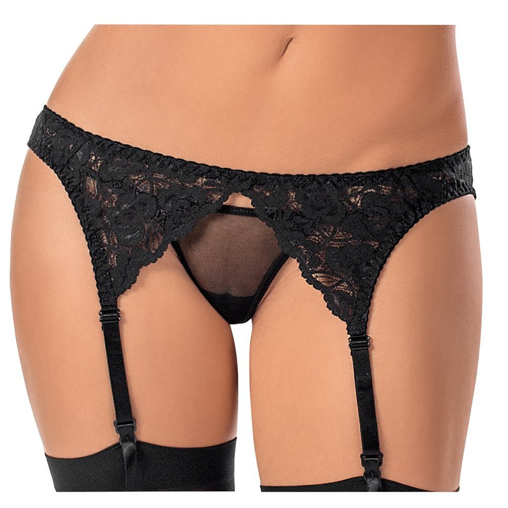 Womens Lace Adjustable Garter Belt Lingerie Intimates Black OS