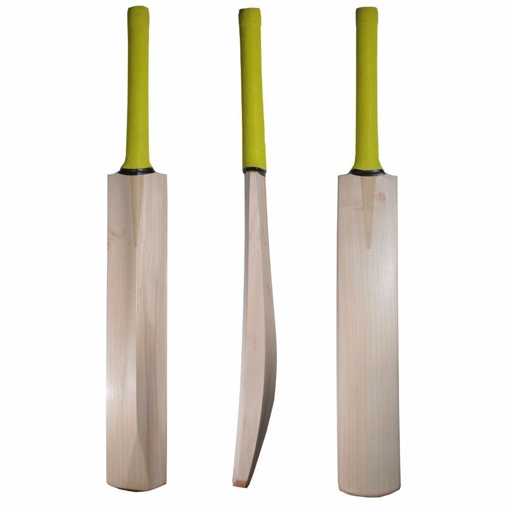 CW Plain Tennis Cricket Bat Hard Tennis Ball Play Finished Yellow Grip Full Size Bat with Cover Light Weight