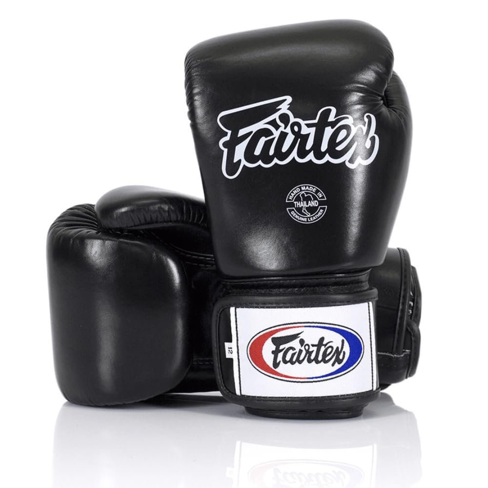 Fairtex BGV1 Muay Thai Boxing Training Sparring Gloves for Men, Women, Kids| Premium Quality, Light Weight & Shock Absorbent 14 oz Boxing Gloves -Black