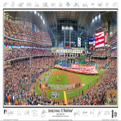 2017 World Series Majesty Houston Astros Minute Maid Park with Signature Field Stadium - 13.5x39 Panoramic Poster. Frame Dimensions 15.5x41 Deluxe Brown Mahogany Wood Frame with Plexi Glass #2119