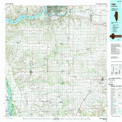 YellowMaps Aledo IL topo map, 1:100000 Scale, 30 X 60 Minute, Historical, 1989, Updated 1989, 24.1 x 39.8 in - Tyvek