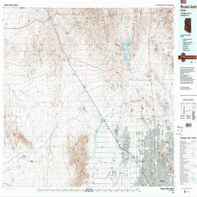 YellowMaps Phoenix North AZ topo map, 1:100000 Scale, 30 X 60 Minute, Historical, 1988, Updated 1989, 24.1 x 42.3 in - Tyvek