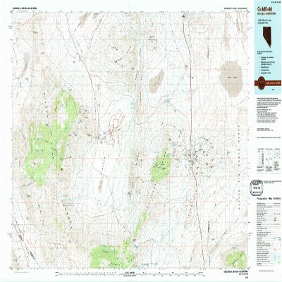 YellowMaps Goldfield NV topo map, 1:100000 Scale, 30 X 60 Minute, Historical, 1985, Updated 1985, 24.1 x 41.6 in - Tyvek
