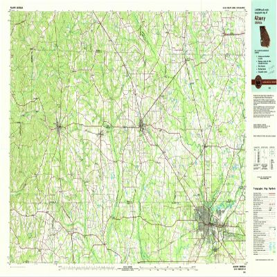 YellowMaps Albany GA topo map, 1:100000 Scale, 30 X 60 Minute, Historical, 1981, Updated 1982, 24.1 x 44 in - Tyvek