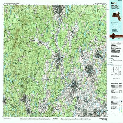 Lowell MA topo map, 1:100000 Scale, 30 X 60 Minute, Historical, 1988, Updated 1988, 24.1 x 38.5 in - Tyvek