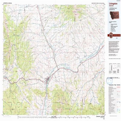 YellowMaps Livingston MT topo map, 1:100000 Scale, 30 X 60 Minute, Historical, 1992, Updated 1992, 24.1 x 36.7 in - Tyvek
