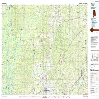 YellowMaps Atmore AL topo map, 1:100000 Scale, 30 X 60 Minute, Historical, 1986, Updated 1989, 24 x 43.3 in - Tyvek