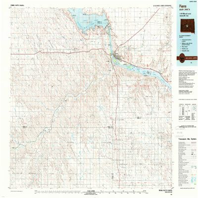 YellowMaps Pierre SD topo map, 1:100000 Scale, 30 X 60 Minute, Historical, 1986, Updated 1988, 24.1 x 38.6 in - Tyvek