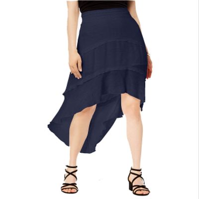 A. Byer Junior's Extreme High-Low Skirt, Navy, XL