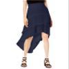 A. Byer Junior's Extreme High-Low Skirt, Navy, XL view 1