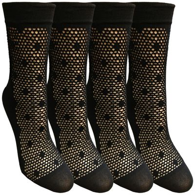 4 Pairs of Yacht&Smith Fisnet Ankle Socks, Mesh Patterned Anklet Sock (Pack A)