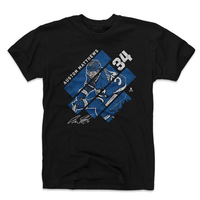 500 LEVEL Auston Matthews Shirt (Cotton, XXX-Large, Black) - Auston Matthews Stripes B WHT