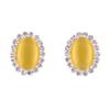 Bridal Rhinestone Opal Oval Shape Clip on Earrings for Women Charm Jewelry No Hole Ear Clip (Yellow) view 1