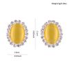 Bridal Rhinestone Opal Oval Shape Clip on Earrings for Women Charm Jewelry No Hole Ear Clip (Yellow) view 3