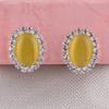 Bridal Rhinestone Opal Oval Shape Clip on Earrings for Women Charm Jewelry No Hole Ear Clip (Yellow) view 4