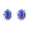 Bridal Rhinestone Opal Oval Shape Clip on Earrings for Women Charm Jewelry No Hole Ear Clip (Blue A) view 1