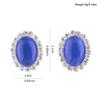 Bridal Rhinestone Opal Oval Shape Clip on Earrings for Women Charm Jewelry No Hole Ear Clip (Blue A) view 2
