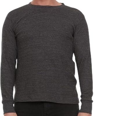 JMR Mens Thermal Shirt Long Sleeve - Heavyweight 100% Cotton Waffle Weave Top, Warm Breathable Base Layer or Standalone Cold Weather Essential (Charcoal)