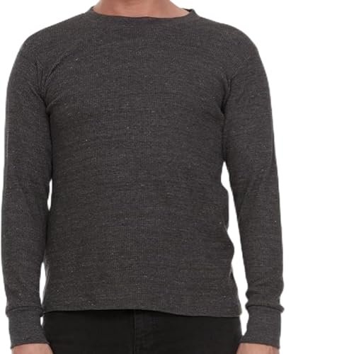 JMR Mens Thermal Shirt Long Sleeve - Heavyweight 100% Cotton Waffle Weave Top, Warm Breathable Base Layer or Standalone Cold Weather Essential (Charcoal)