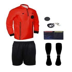 2018 Pro Soccer Referee Package Full Sleeve (7 Piece) (Red, YL (Chest 32-34"))