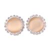 Rhinestone Opal Round Clip on Earrings Without Piercing for Women Luxury Jewelry (Champagne) view 1