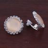 Rhinestone Opal Round Clip on Earrings Without Piercing for Women Luxury Jewelry (Champagne) view 2