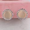 Rhinestone Opal Round Clip on Earrings Without Piercing for Women Luxury Jewelry (Champagne) view 3