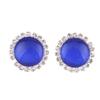Rhinestone Opal Round Clip on Earrings Without Piercing for Women Luxury Jewelry (Blue A) view 1