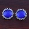 Rhinestone Opal Round Clip on Earrings Without Piercing for Women Luxury Jewelry (Blue A) view 3