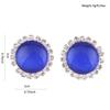 Rhinestone Opal Round Clip on Earrings Without Piercing for Women Luxury Jewelry (Blue A) view 4