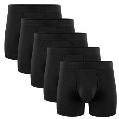 5Mayi Mens Underwear Boxer Briefs for Men Cotton Men's Boxer Briefs Black Pack of 5 S