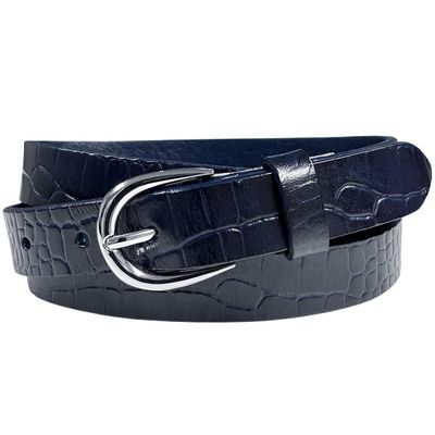 Women's Dress Belt Casual Fashion Waist Skinny Belt 1"(25mm) wide, Multi-Style Options (Style 1 - Premium Leather Alligator Navy, 36)