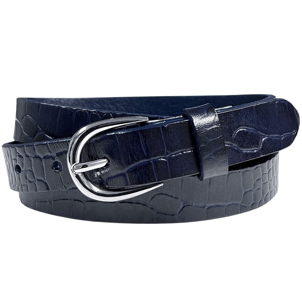 Women's Dress Belt Casual Fashion Waist Skinny Belt 1"(25mm) wide, Multi-Style Options (Style 1 - Premium Leather Alligator Navy, 36)