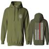 0058. American Flag Thin Red Line Firefighter Support Seal Sweatshirt Pullover Hoodie (Olive, Small) view 1
