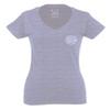 0058. American Flag Thin Red Line Firefighter Support Seal for Women V Neck Fitted T Shirt (Light Gray Small) view 2
