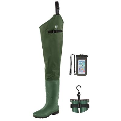 TIDEWE Hip Wader, Lightweight Hip Boot for Men and Women, 2-Ply PVC/Nylon Fishing Hip Wader Green Size 7