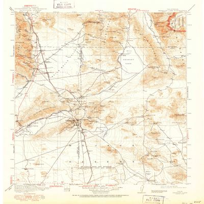 YellowMaps Searles Lake CA topo map, 1:250000 Scale, 1 X 1 Degree, Historical, 1915, Updated 1951, 20.8 x 17 in - Tyvek