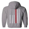 0058. American Flag Thin Red Line Firefighter Support Seal Sweatshirt Pullover Hoodie (Light Gray, Small) view 3